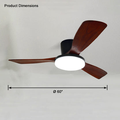 WOMO 3 Wood Blade Low Profile Ceiling Fan Lamp-WM5058