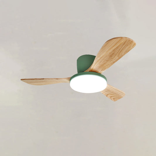 WOMO 3 Wood Blade Low Profile Ceiling Fan Lamp-WM5058