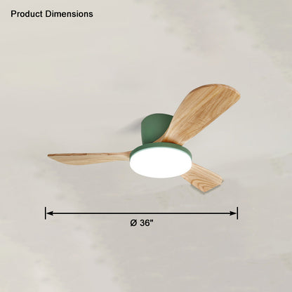 WOMO 3 Wood Blade Low Profile Ceiling Fan Lamp-WM5058