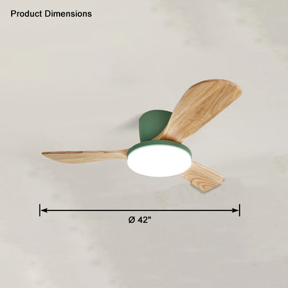 WOMO 3 Wood Blade Low Profile Ceiling Fan Lamp-WM5058