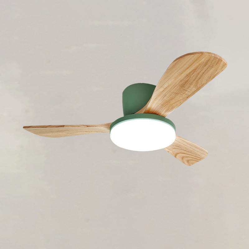 WOMO 3 Wood Blade Low Profile Ceiling Fan Lamp-WM5058