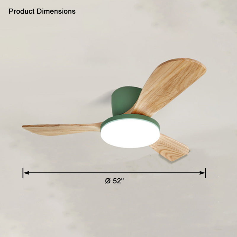 WOMO 3 Wood Blade Low Profile Ceiling Fan Lamp-WM5058