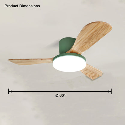 WOMO 3 Wood Blade Low Profile Ceiling Fan Lamp-WM5058