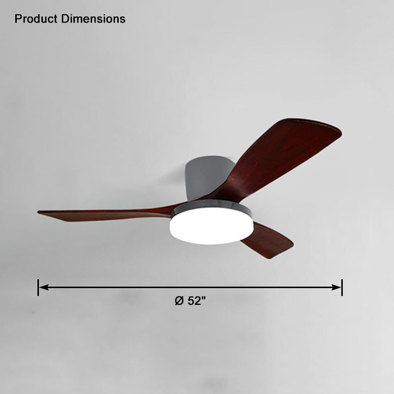 WOMO 3 Wood Blade Low Profile Ceiling Fan Lamp-WM5058