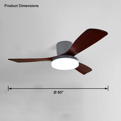 WOMO 3 Wood Blade Low Profile Ceiling Fan Lamp-WM5058