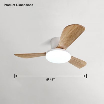 WOMO 3 Wood Blade Low Profile Ceiling Fan Lamp-WM5058