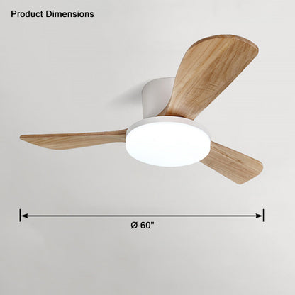 WOMO 3 Wood Blade Low Profile Ceiling Fan Lamp-WM5058