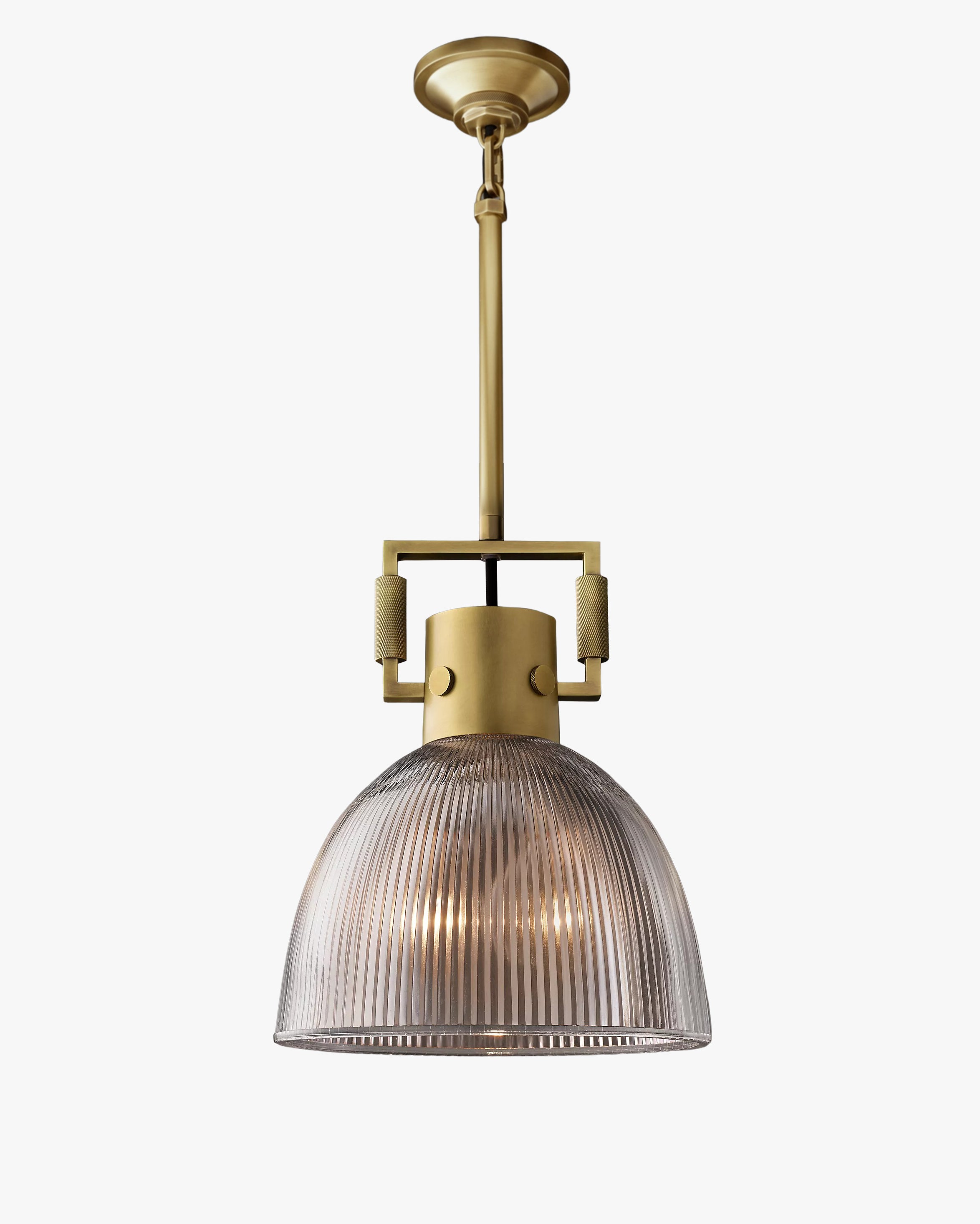 WOMO 10 Inch Ribbed Glass Dome Pendant Light - Machinist