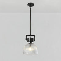 WOMO 10 Inch Ribbed Glass Dome Pendant Light - Machinist