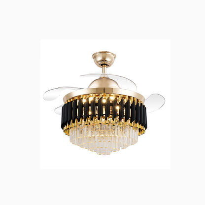 WOMO Black and Gold Retractable Crystal Fandelier-WM5066