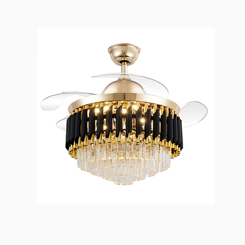 WOMO Black and Gold Retractable Crystal Fandelier-WM5066