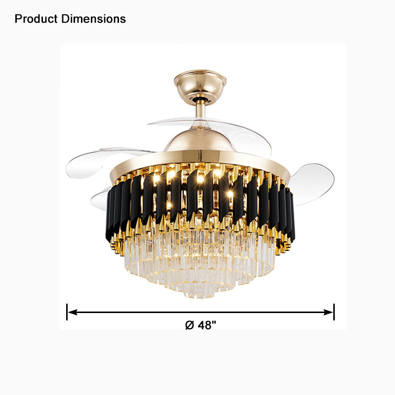 WOMO Black and Gold Retractable Crystal Fandelier-WM5066