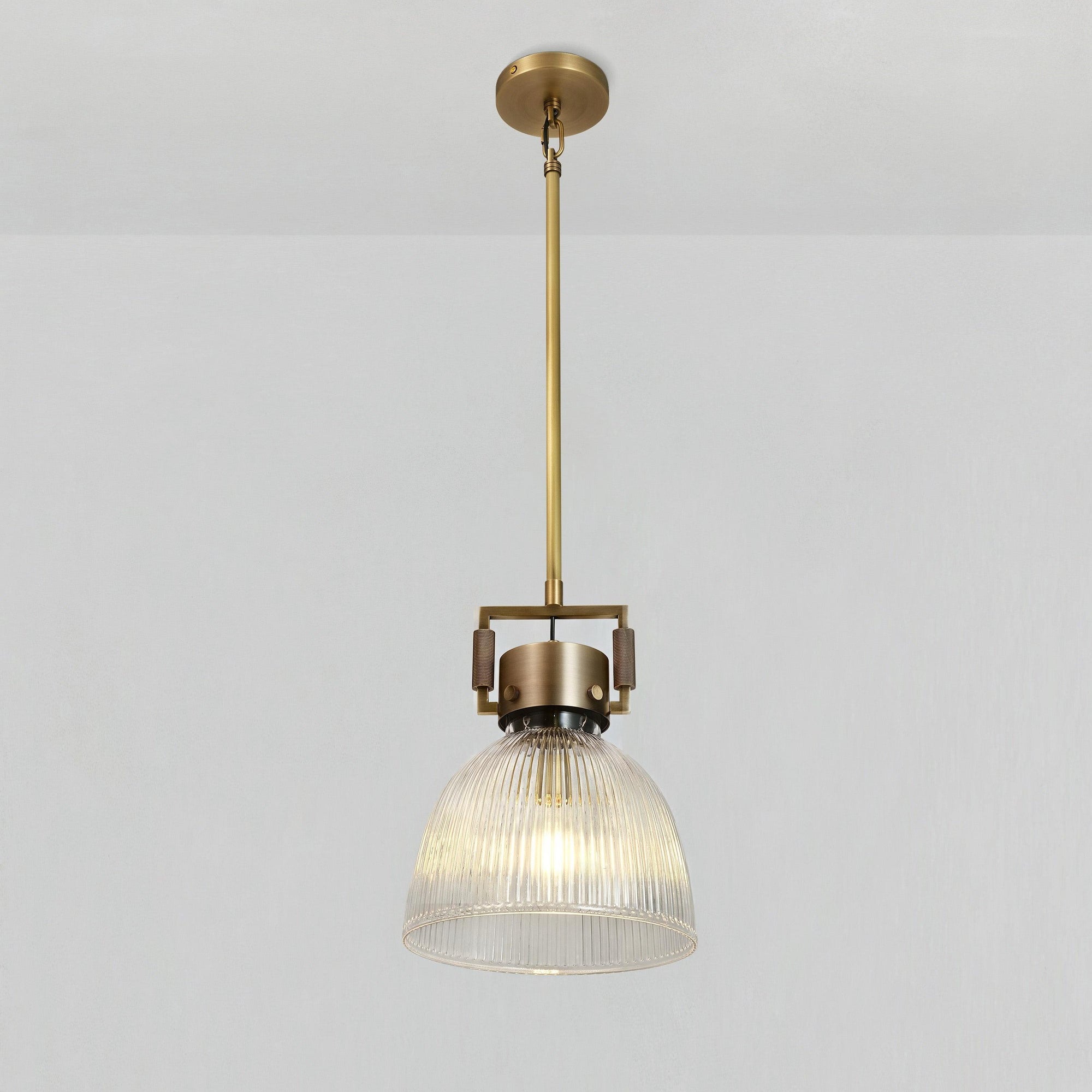 WOMO 10 Inch Ribbed Glass Dome Pendant Light - Machinist