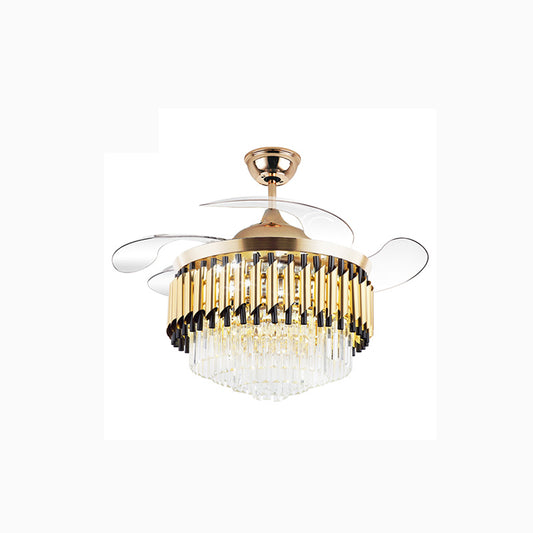 WOMO Black and Gold Retractable Crystal Fandelier-WM5066