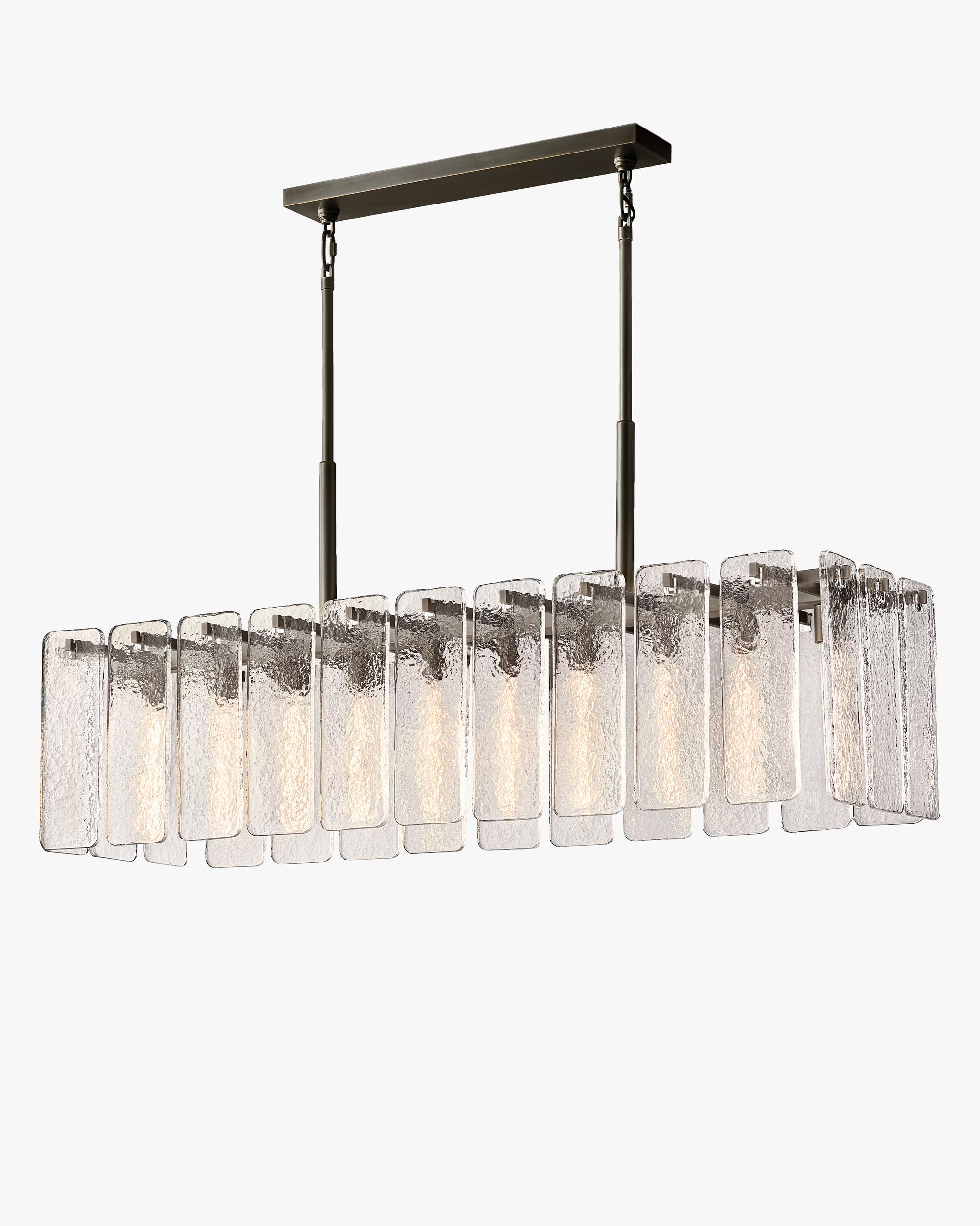 WOMO Textured Glass Rectangular Chandelier - Calamette