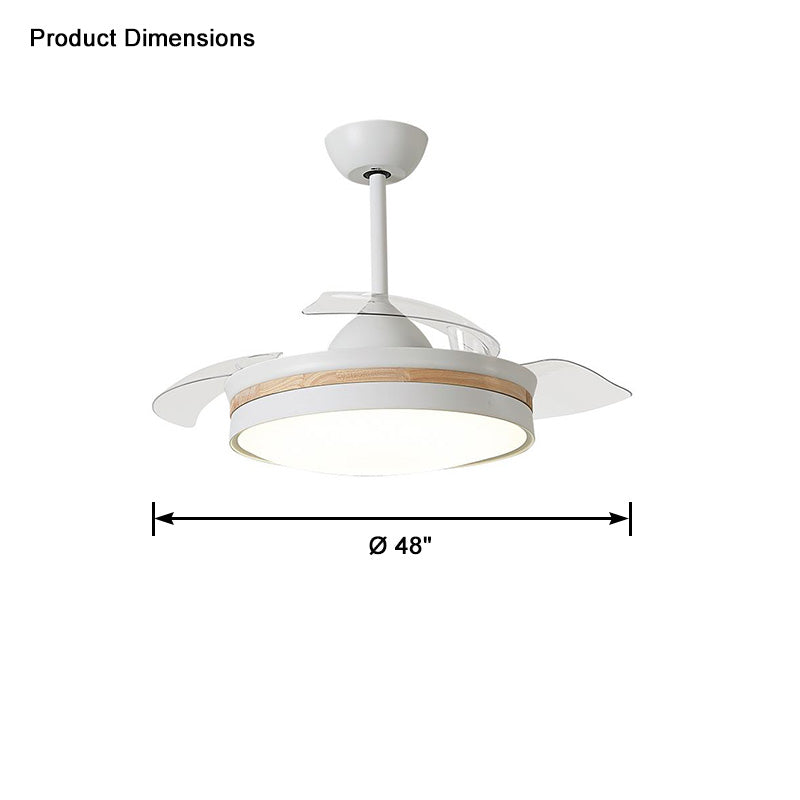 WOMO White Retractable Ceiling Fan Lamp-WM5080