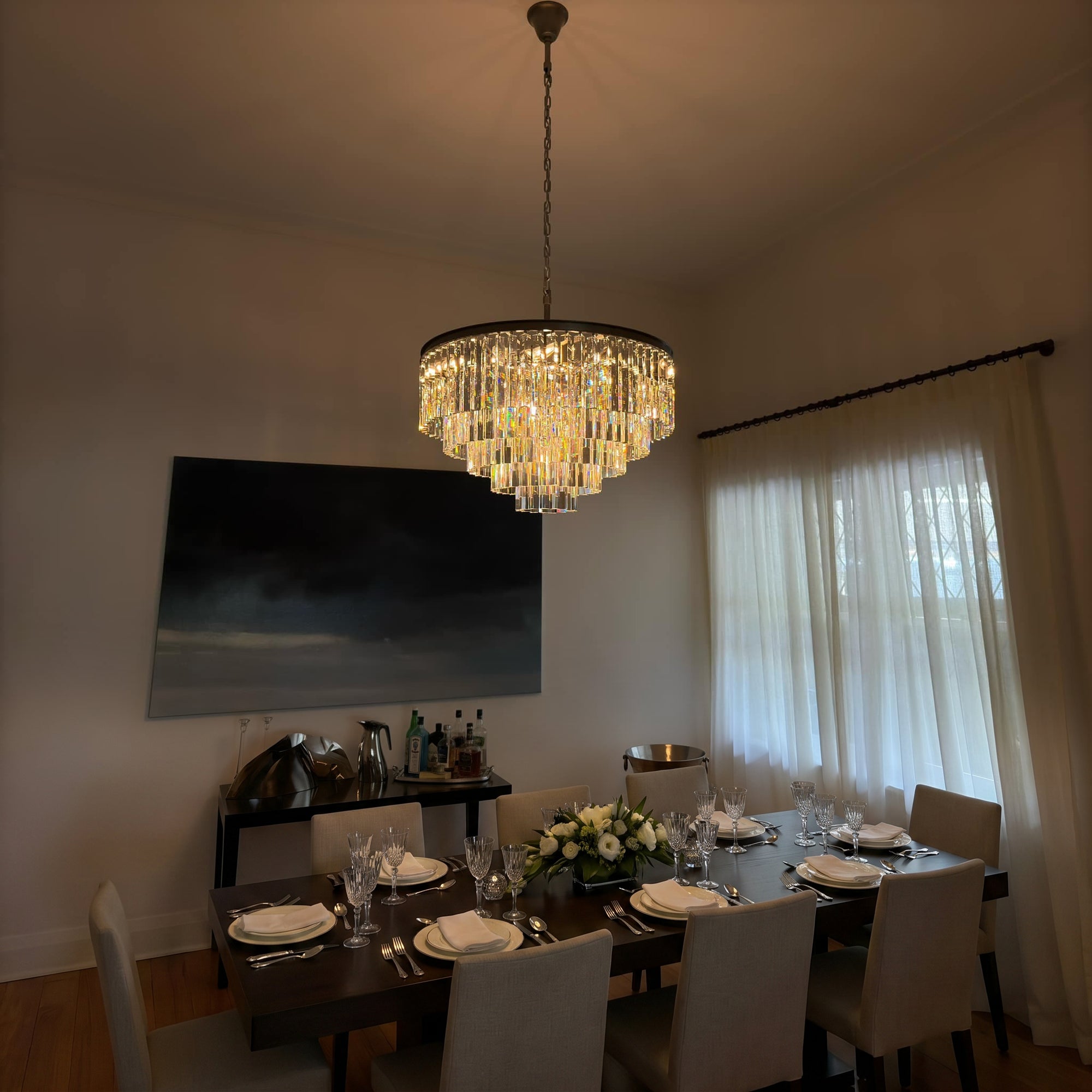 WOMO Crystal Prism Tiered Chandelier - Odeon