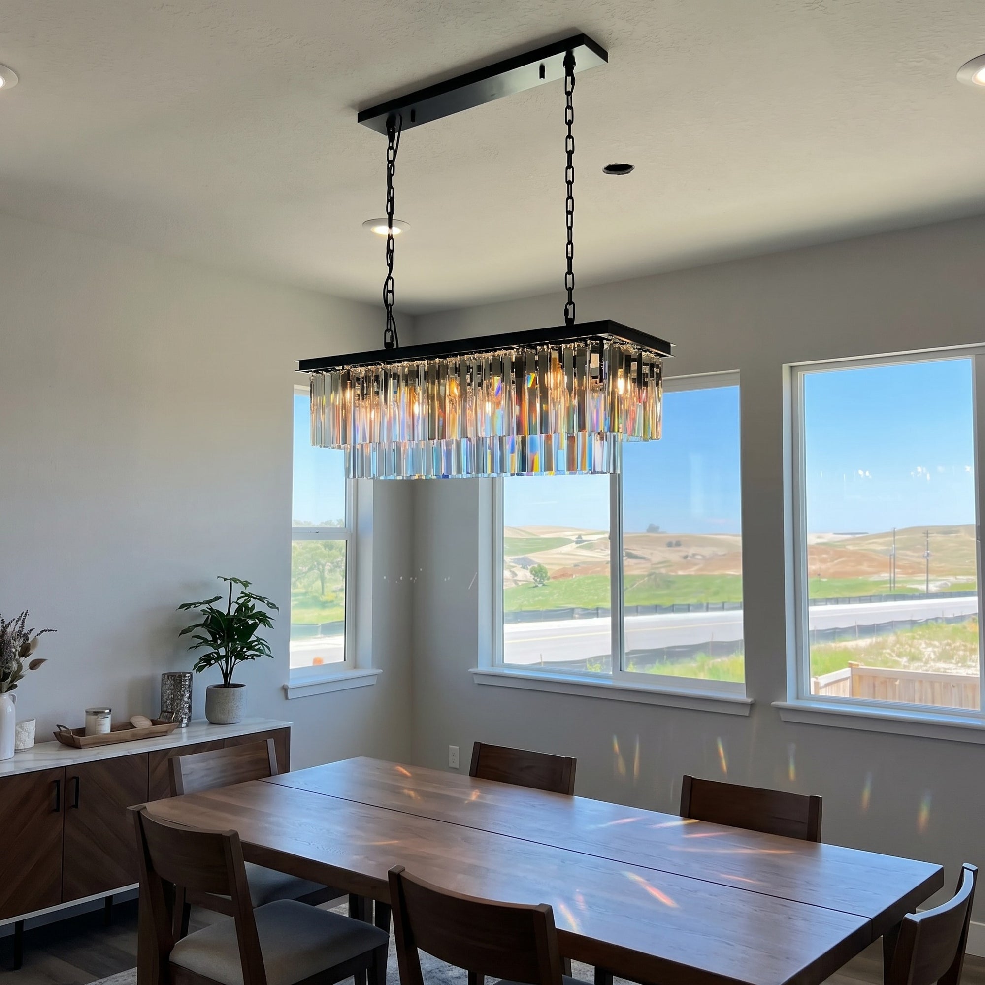 WOMO Crystal Prism Rectangular Chandelier - Odeon
