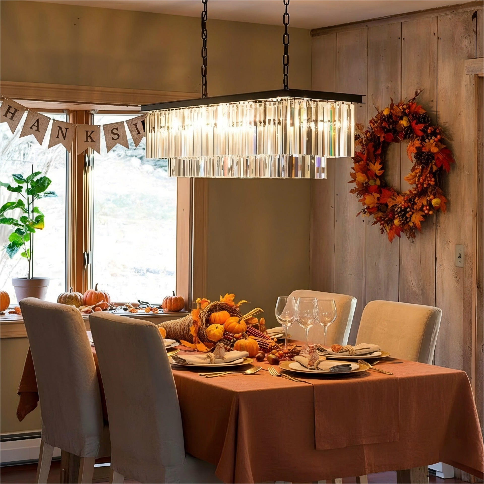WOMO Crystal Prism Rectangular Chandelier - Odeon