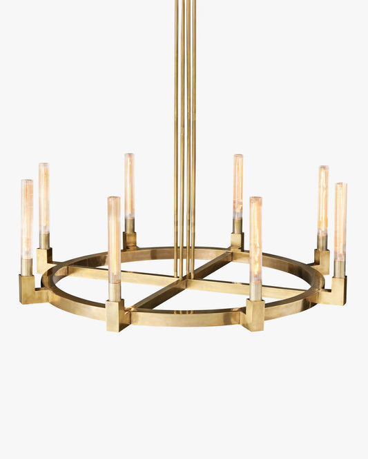 WOMO Fluted-Glass Candlestick Round Chandelier - Cannele