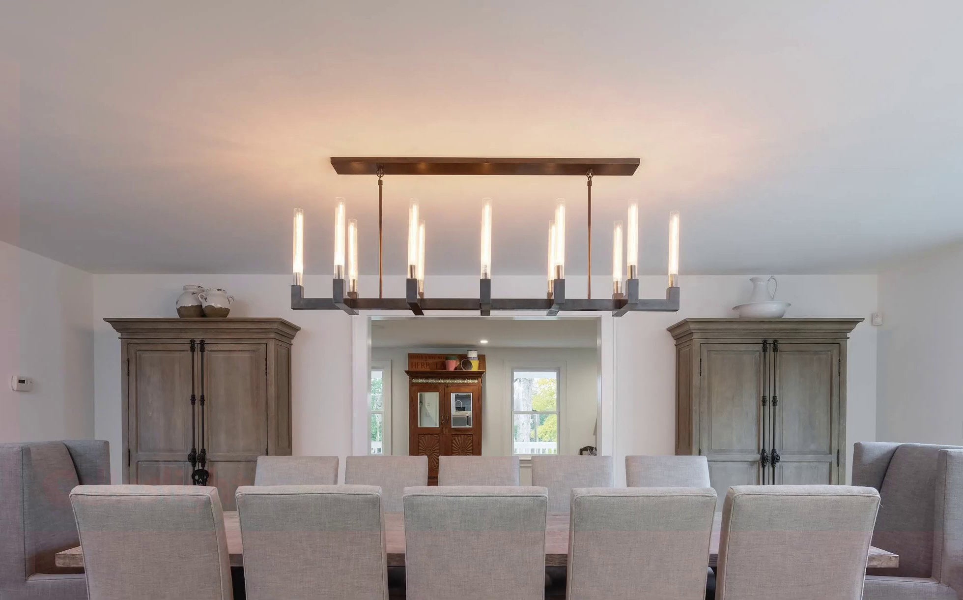 WOMO Fluted-Glass Candlestick Linear Chandelier - Cannele