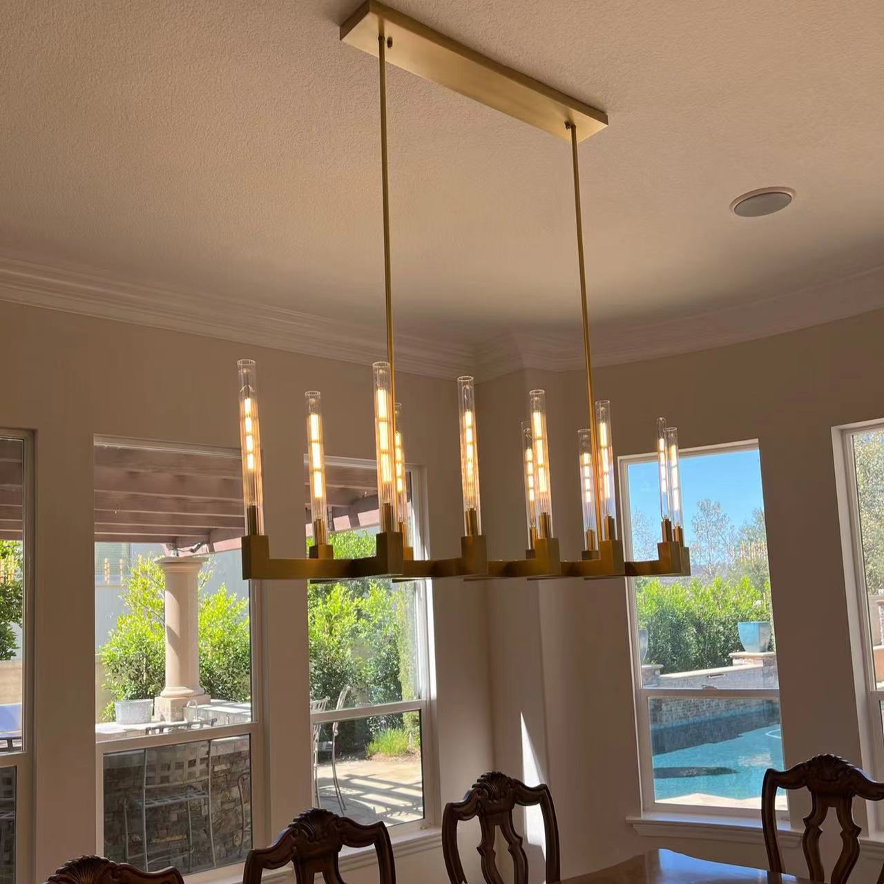 WOMO Fluted-Glass Candlestick Linear Chandelier - Cannele