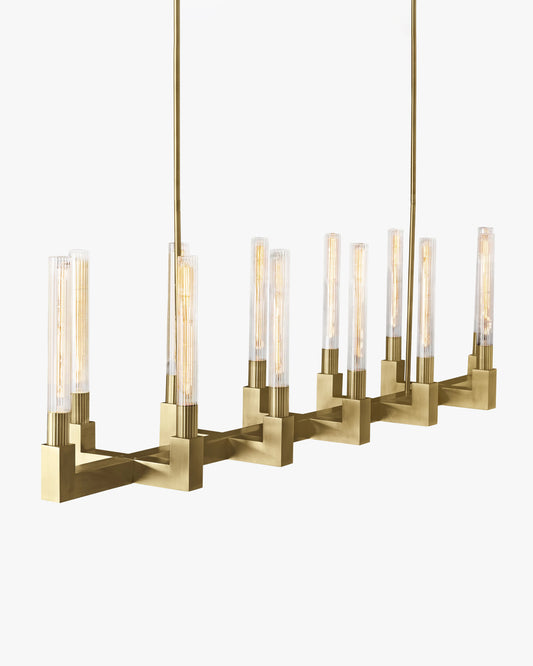 WOMO Fluted-Glass Candlestick Linear Chandelier - Cannele