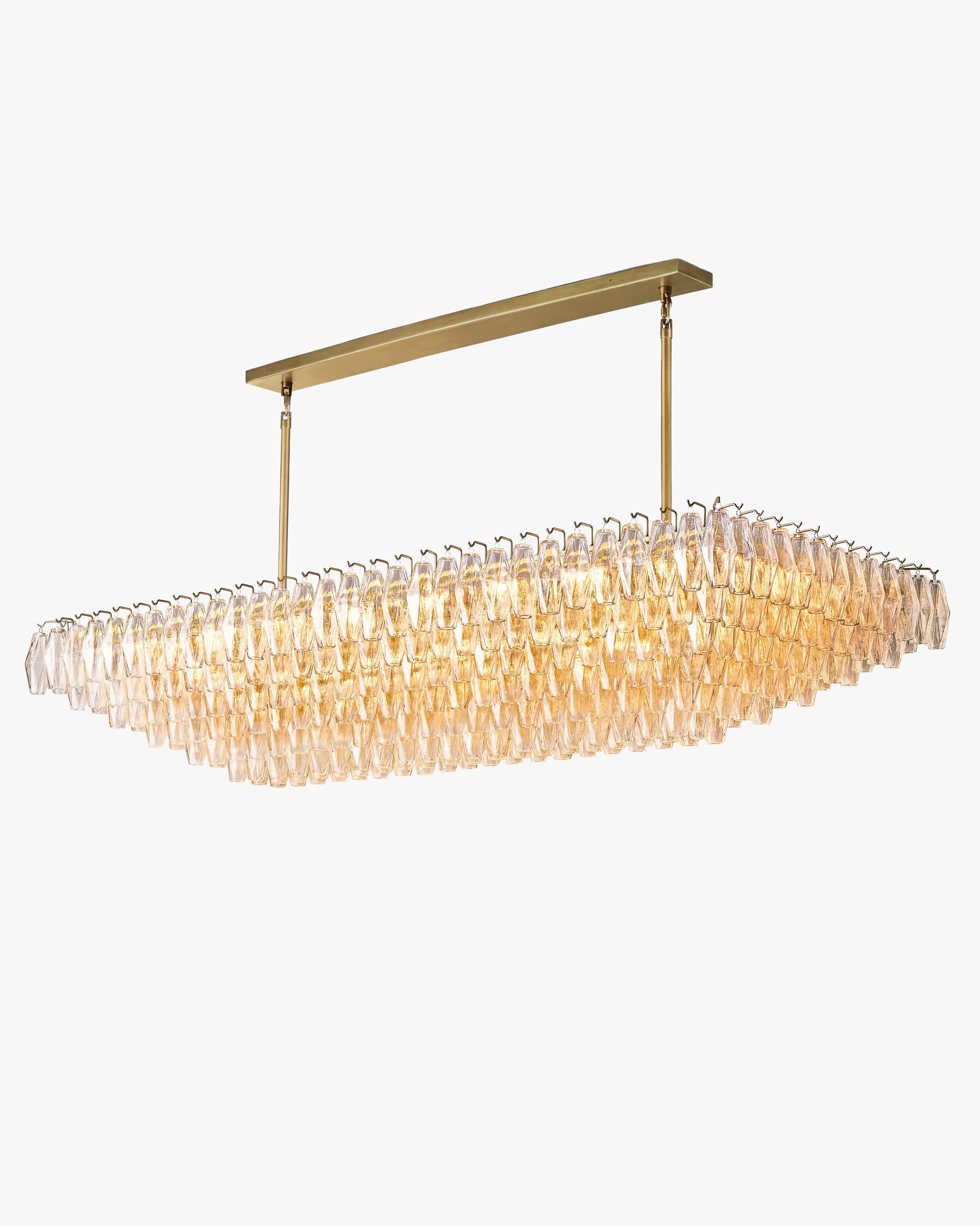 WOMO Clear Murano Glass Tiered Rectangular Chandelier - Chiara
