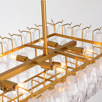 WOMO Clear Murano Glass Tiered Rectangular Chandelier - Chiara