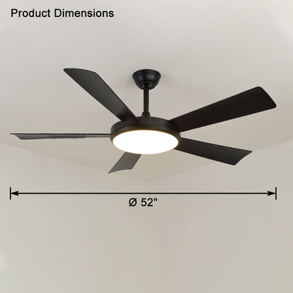 WOMO 5 Blade Mid Century Modern Ceiling Fan Lamp-WM5113