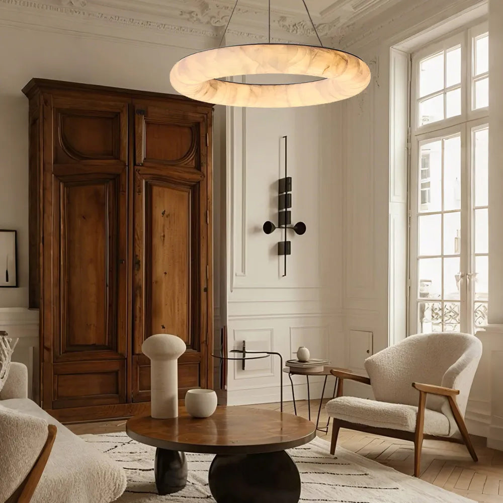 WOMO Lisse Ring Alabaster Chandelier - Rivage