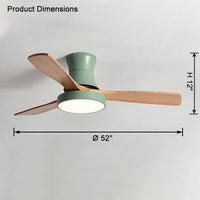 WOMO 3 Wood Blade Hugger Ceiling Fan Lamp-WM5120