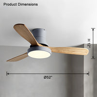 WOMO 3 Wood Blade Hugger Ceiling Fan Lamp-WM5120