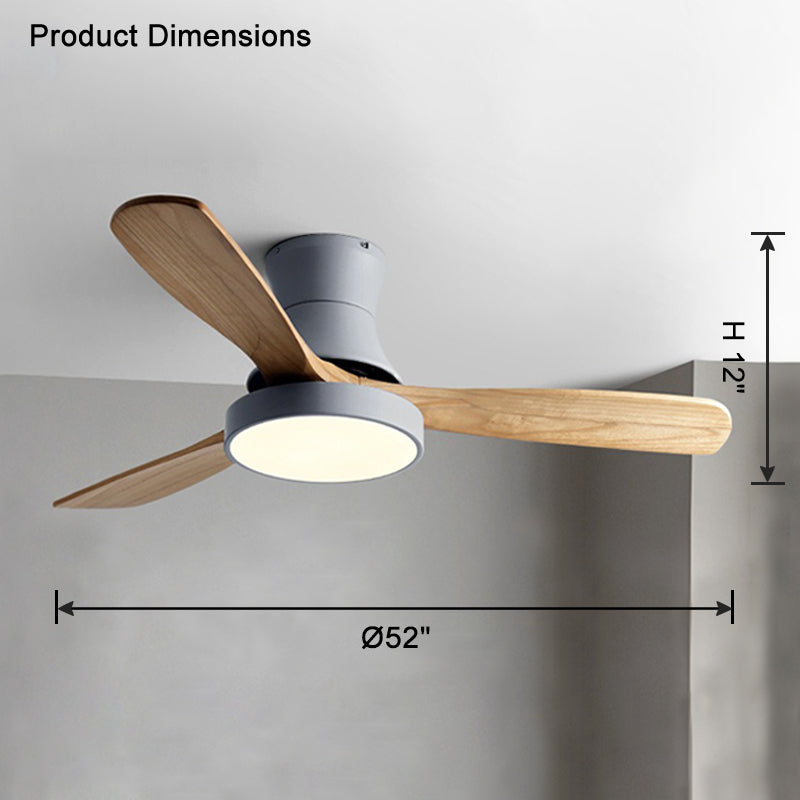 WOMO 3 Wood Blade Hugger Ceiling Fan Lamp-WM5120
