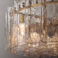 WOMO Clear Hammered Glass Round Chandelier - Lattice
