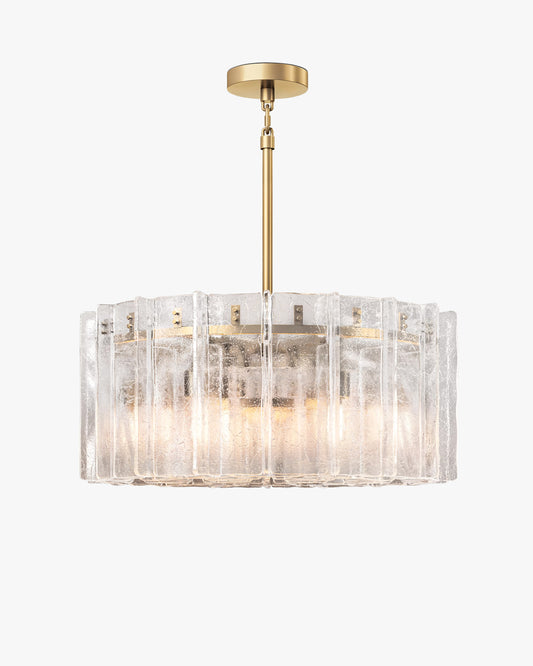 WOMO Clear Hammered Glass Round Chandelier - Lattice