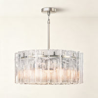 WOMO Clear Hammered Glass Round Chandelier - Lattice