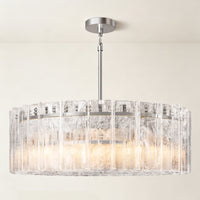 WOMO Clear Hammered Glass Round Chandelier - Lattice