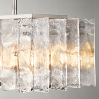 WOMO Clear Hammered Glass Rectangular Chandelier - Lattice