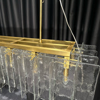 WOMO Clear Hammered Glass Rectangular Chandelier - Lattice
