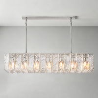 WOMO Clear Hammered Glass Rectangular Chandelier - Lattice
