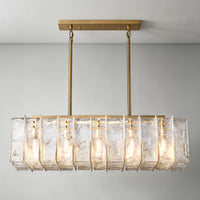 WOMO Clear Hammered Glass Rectangular Chandelier - Lattice