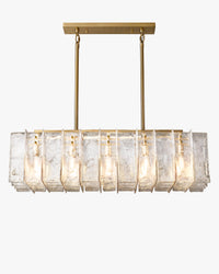 WOMO Clear Hammered Glass Rectangular Chandelier - Lattice