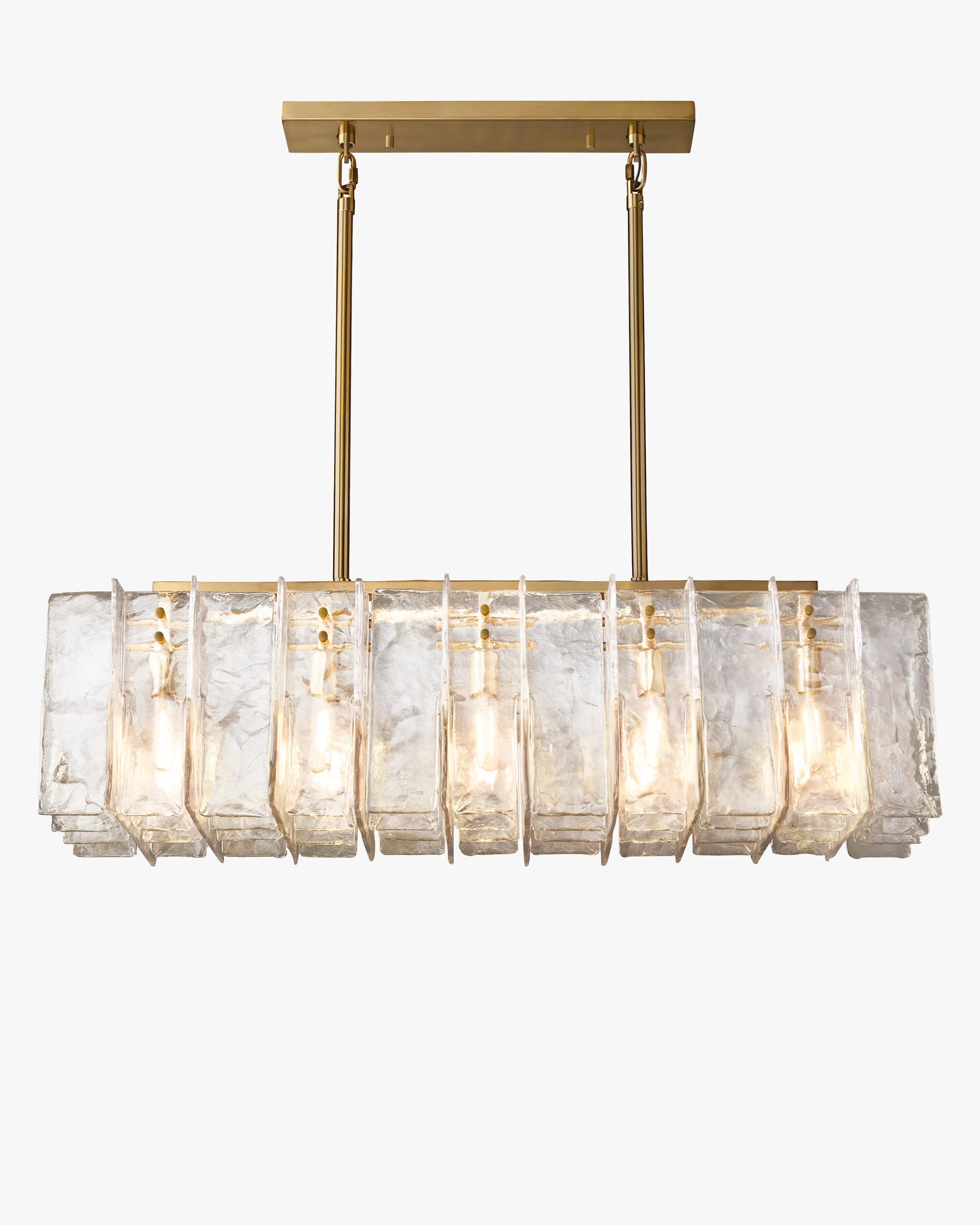 WOMO Clear Hammered Glass Rectangular Chandelier - Lattice