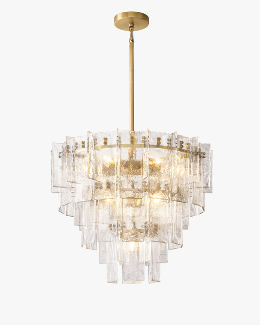 WOMO Clear Hammered Glass Tiered Chandelier - Lattice