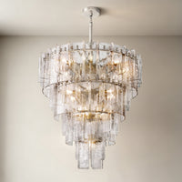 WOMO Clear Hammered Glass Tiered Chandelier - Lattice