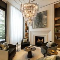 WOMO Clear Hammered Glass Tiered Chandelier - Lattice