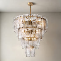 WOMO Clear Hammered Glass Tiered Chandelier - Lattice