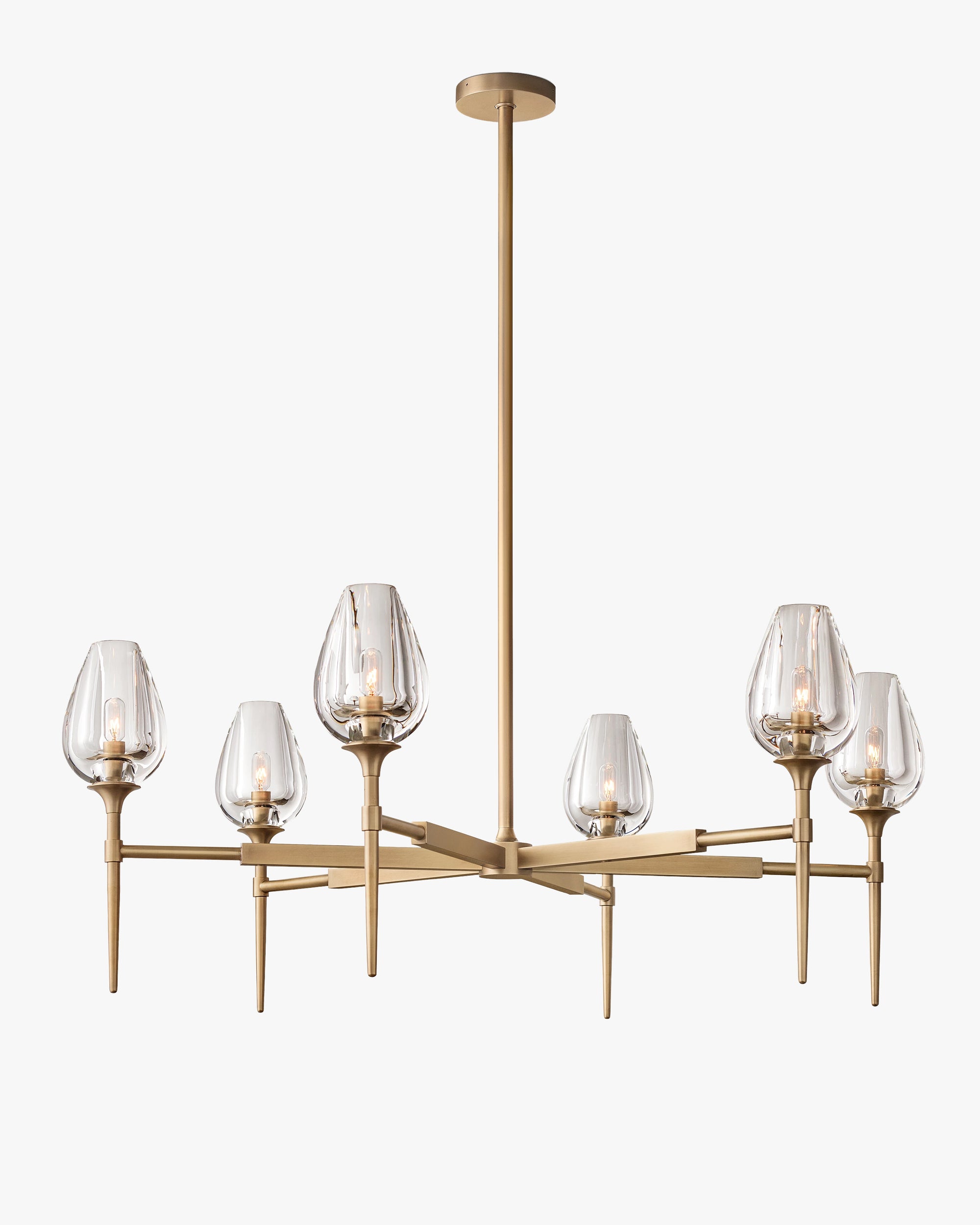 WOMO 27 Inch Torchiere Crystal Arm Chandelier - Tulip