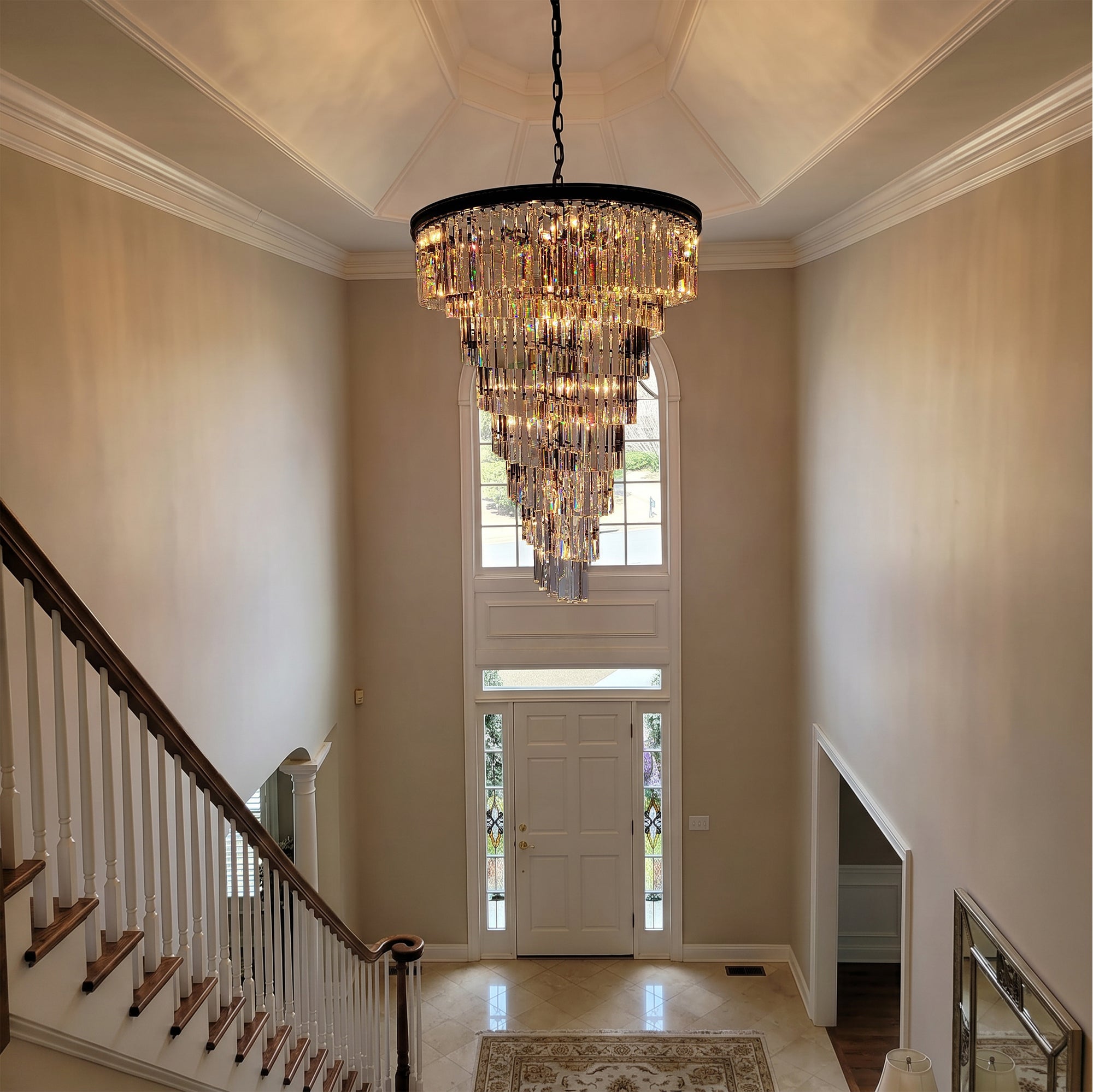 WOMO Crystal Prism Cascading Chandelier - Helix
